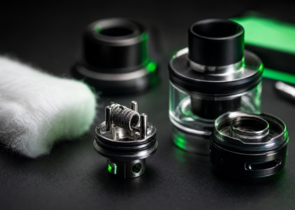 Resistencia de vapeo nueva con algodón y atomizador desmontado